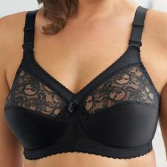 Glamorise 42F MAGIC LIFT Bra (CONVERTIBLE-STRAPS) Wireless SMOOTH-STRETCH BLACK - Picture 4 of 13